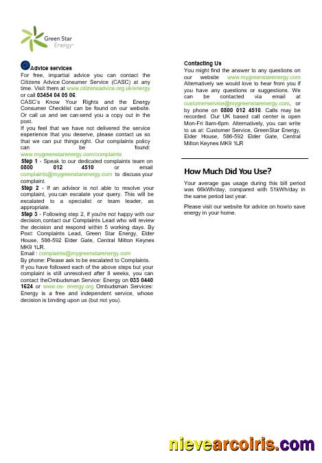 UK Green Star Energy energy utility bill 3